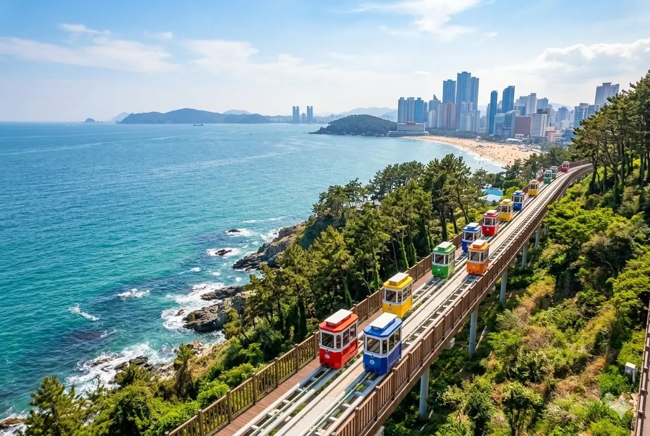 【韓國釜山】海雲台膠囊觀光列車・影島白淺灘・松島三部曲・甘川洞文化村・樂天OUELET｜無自理餐